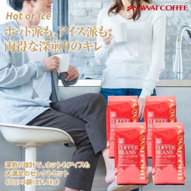 送料無料 コーヒー豆 アイスコーヒー ホット 両対応 4種セット タンザニアドライ マンデリン BITTERアイスブレンド サマースタイルブレンド 400g 4袋 1.6kg 160杯分 福袋 水出し 深煎り
