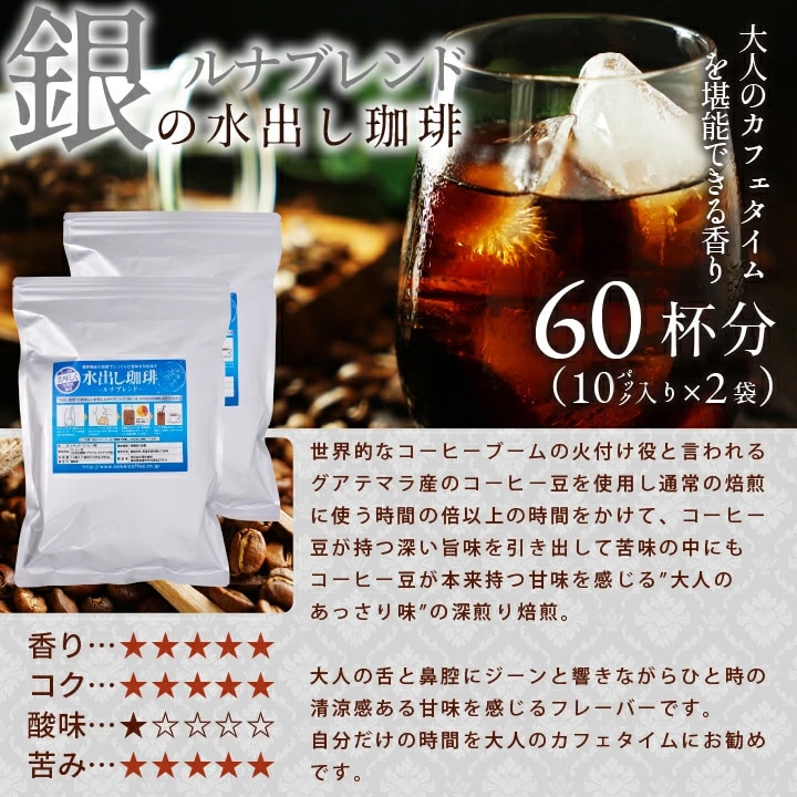 銀ルナブレンド 60杯分 グアテマラ産 深煎り焙煎
