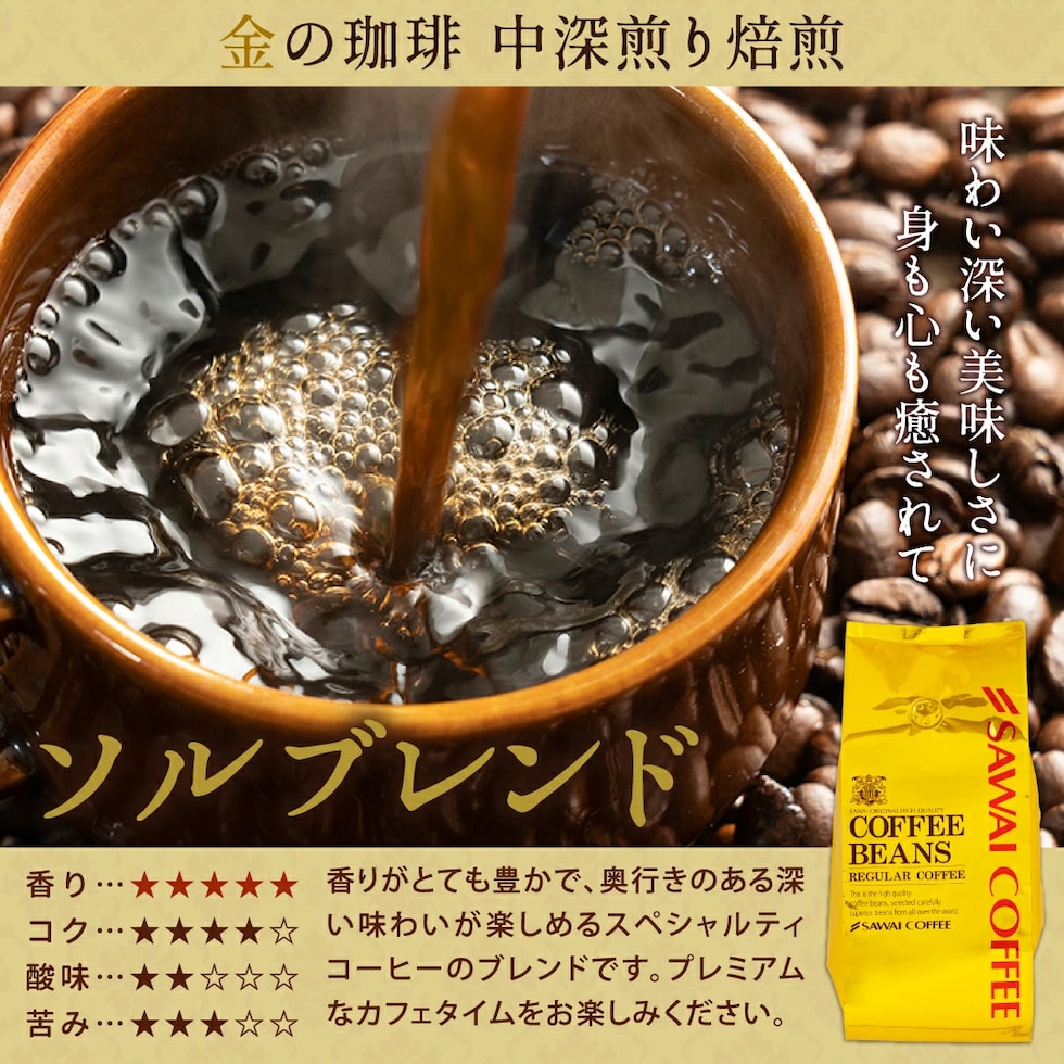 ソルブレンド 中深煎り焙煎 香り コク