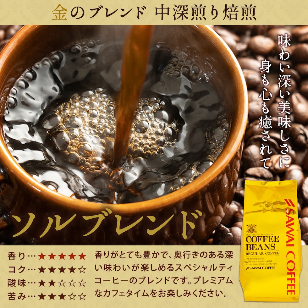 ソルブレンド 中深煎り焙煎 香り コク