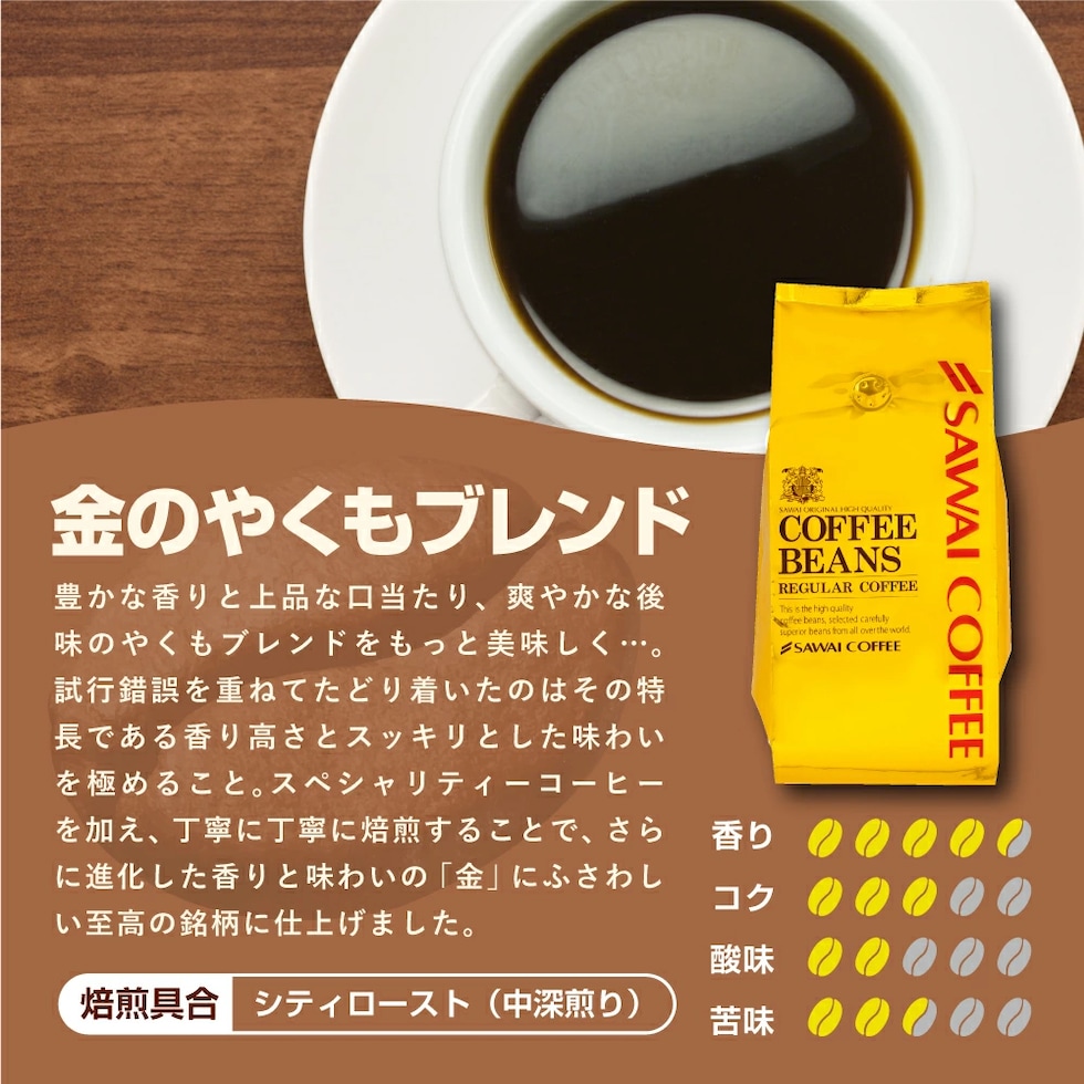 金のやくもブレンド 香り コク 酸味 苦味