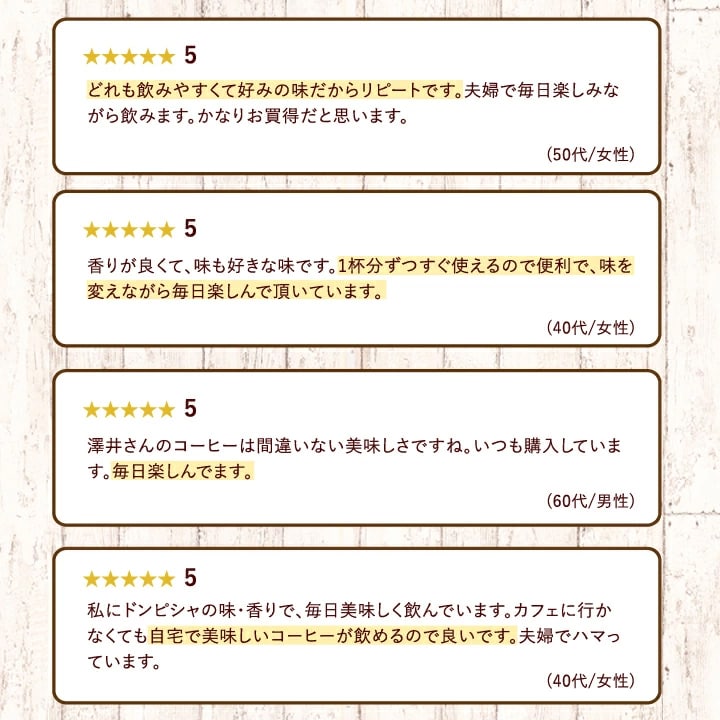 お客様の声 レビュー 高評価 リピーター