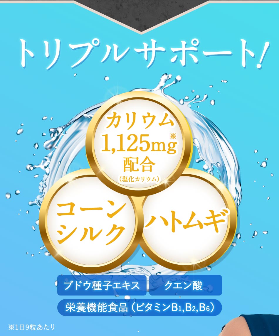 dショッピング |【新発売】カリウム （約1ヶ月分）栄養機能食品 送料無料 サプリメント コーンシルク はとむぎ クエン酸 ビタミンB1 B2 B6  ブドウ種子エキス 美容 デスクワーク カリウム不足 ミネラル ナトリウム 塩分 ポリフェノール むくみっくす とも相性◎ オーガ ...