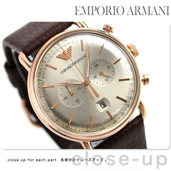 《美品》EMPORIO ARMANI 腕時計 ブラック レザー メンズ d