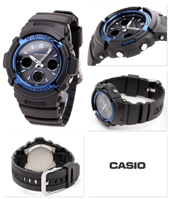 dショッピング |G-SHOCK 電波 ソーラー CASIO AWG-M100A-1AER アナデジ 腕時計 カシオ Gショック スタンダードモデル  ブラック × ブルー 時計 | カテゴリ：の販売できる商品 | 腕時計のななぷれ (028AWG-M100A-1AER)|ドコモの通販サイト