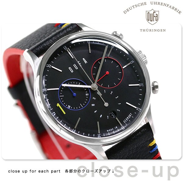 dショッピング |ドゥッファ ファン・デル・ローエ・クロノグラフ バウハウス 100周年記念モデル メンズ 腕時計 DF-9002-0D DUFA  ブラック 革ベルト | カテゴリ：の販売できる商品 | 腕時計のななぷれ (028DF-9002-0D)|ドコモの通販サイト