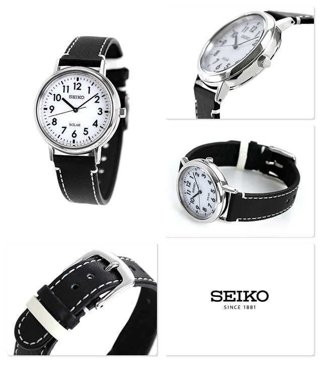 dショッピング |セイコー 腕時計 レディース ソーラー STPX073 SEIKO 時計 キッズ 子供用 受験生 ホワイト×ブラック 革ベルト |  カテゴリ：の販売できる商品 | 腕時計のななぷれ (028STPX073)|ドコモの通販サイト