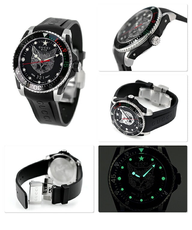 dショッピング |グッチ 時計 ダイヴ 40mm 猫 キャット メンズ 腕時計