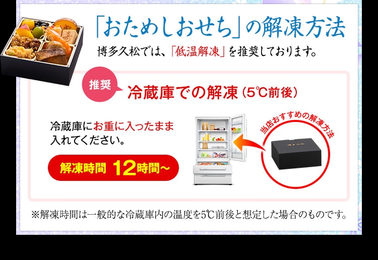 おためしおせちの解凍方法