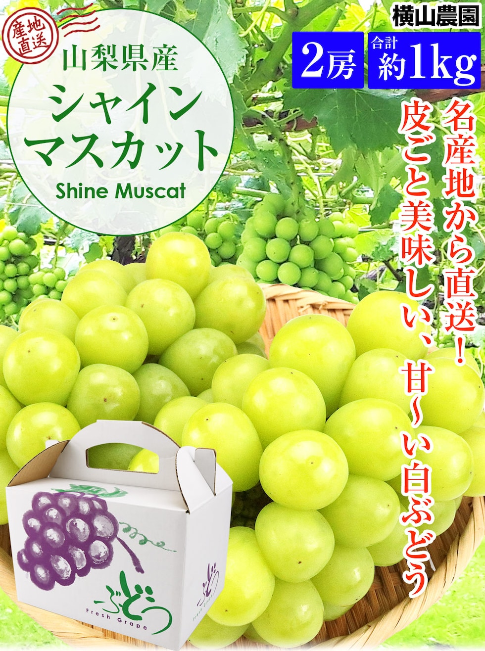 dショッピング |シャインマスカット 山梨県産 2房 合計1kg以上 高級 大