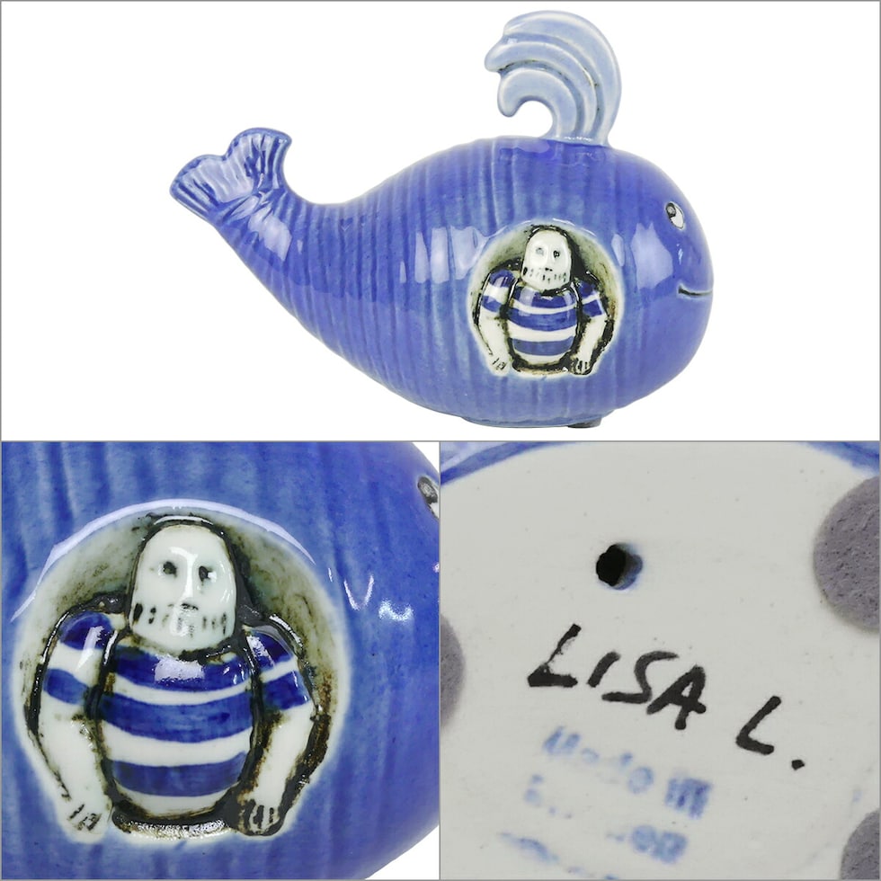 dショッピング |リサラーソン 青い海のヨナ クジラ 置物 Lisa Larson