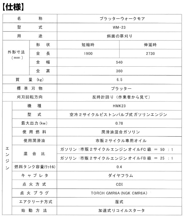 dショッピング |斜面用草刈機 プラッターウォークモア エンジン式 WM