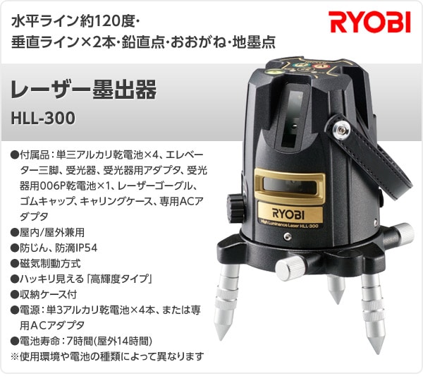 リョービ レーザ墨出器 635nm赤色半導体レーザ HLL-400-