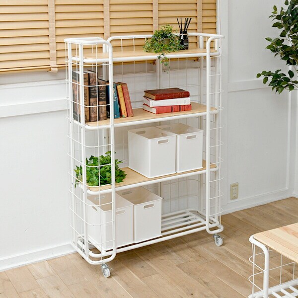 dショッピング |シェルフ 4段 ナチュラルトローリー リビングシリーズ