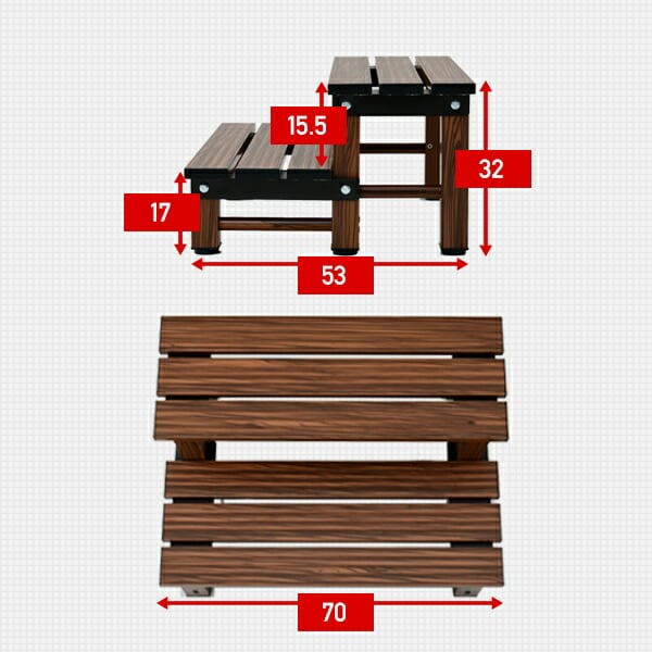 dショッピング |アルミ 踏み台 2段 幅70 YM-700 2(WD) 木目調 段差解消 ...