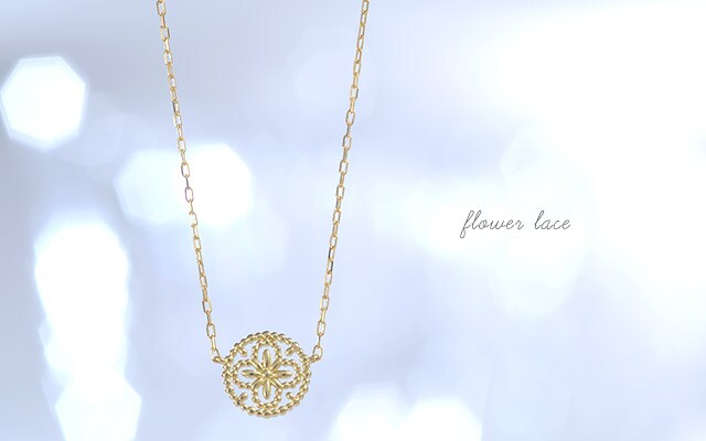 K18 necklace K18ネックレス K18necklace flower lace