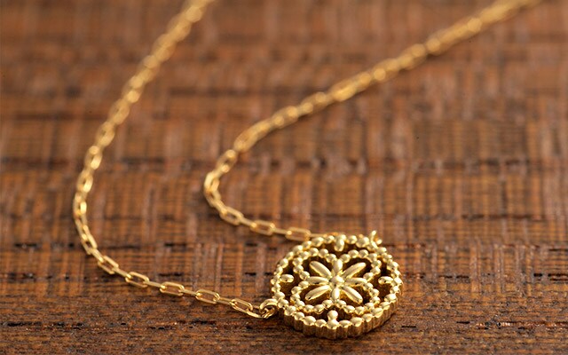 K18 necklace K18ネックレス K18necklace flower lace