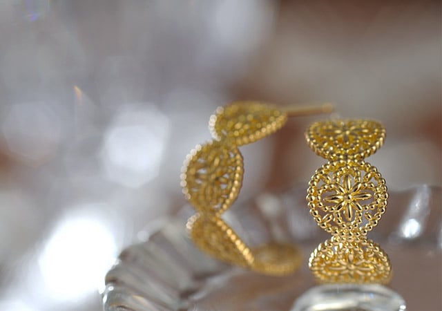 K18pierced earrings K18ピアス K18 pierced earrings flower lace