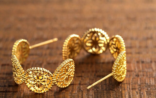 K18pierced earrings K18ピアス K18 pierced earrings flower lace