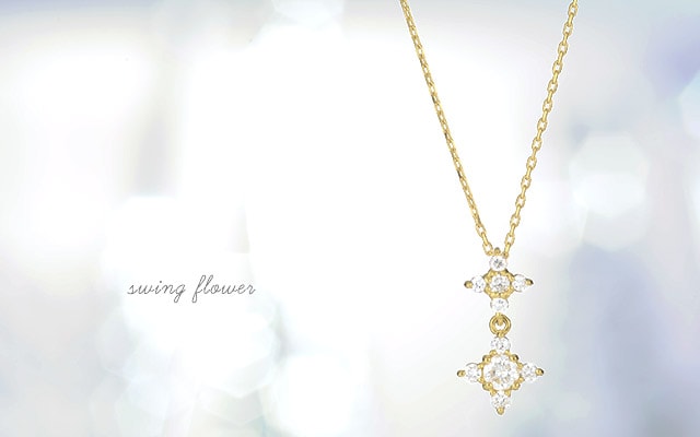 K18 diamond necklace K18 ダイヤモンド　ネックレス swing flower