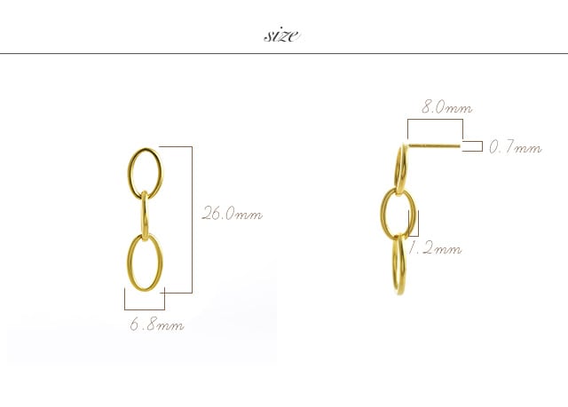 K18ピアス triplet oval