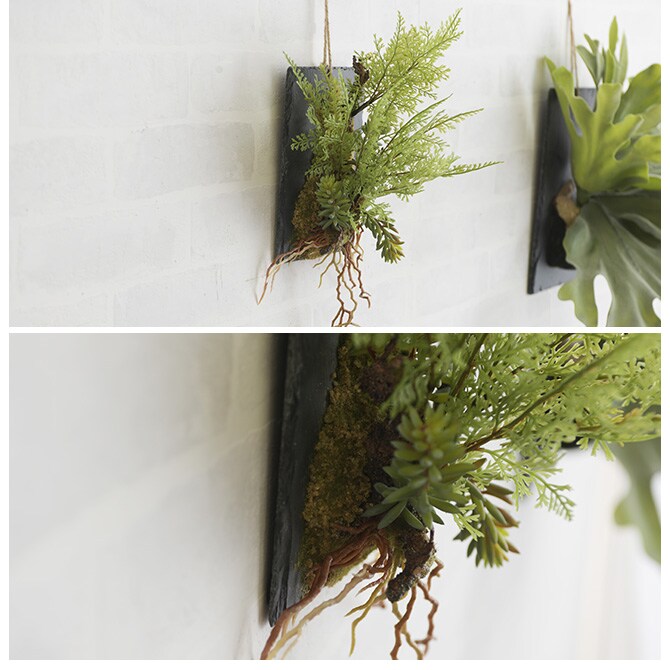Brown. ブラウン フェイクグリーン ファーン ウォールハンギング スレート 20 フェイクグリーン 壁掛け ハンギング おしゃれ 壁 グリーン インテリア 造花 植物 ペット