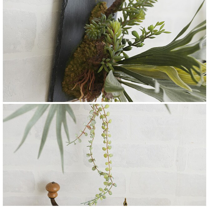 Brown. ブラウン フェイクグリーン ビカクシダ ウォールハンギング スレート 20 フェイクグリーン 壁掛け ハンギング おしゃれ 壁 グリーン インテリア 造花 植物 ペット