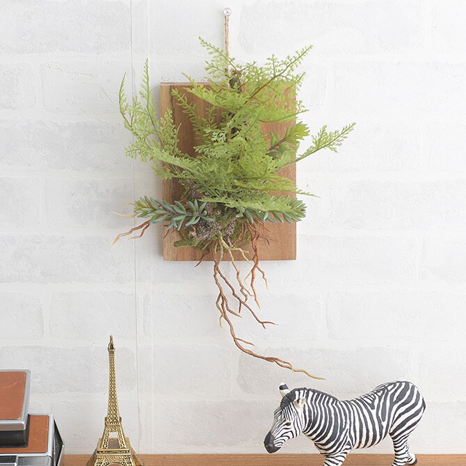 Brown. ブラウン フェイクグリーン ファーン ウォールハンギング アカシア 20 フェイクグリーン 壁掛け ハンギング おしゃれ 壁 グリーン インテリア 造花 植物 ペット