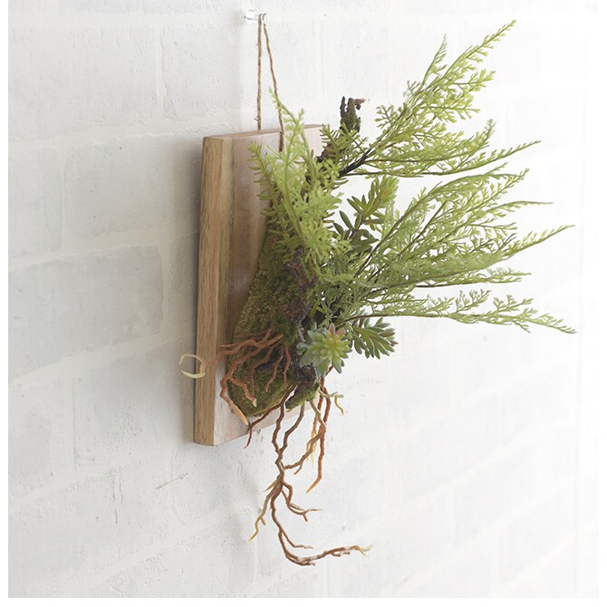 Brown. ブラウン フェイクグリーン ファーン ウォールハンギング アカシア 20 フェイクグリーン 壁掛け ハンギング おしゃれ 壁 グリーン インテリア 造花 植物 ペット