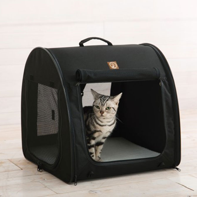 One for Pets ポータブル・ケージ オールブラック シングル  猫用 犬用 ペット用 折りたたみケージ ハウス ペットキャリー 持ち運び ポータブル  