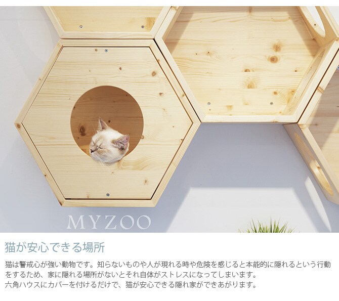 MYZOO マイズー Busy Cat専用 Cover Plate カバープレート  猫 キャットハウス スツール 六角 木製 無垢材 シンプル 椅子 腰掛け 北欧  