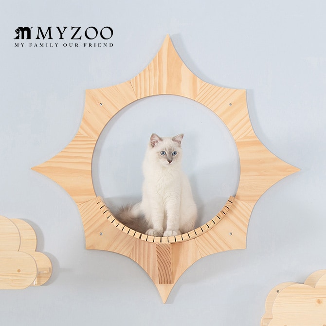 MYZOO マイズー Solar キャットステップ 猫 キャットステップ キャットウォーク 壁付け 壁掛け 太陽 木製 シンプル MY ZOO 北欧