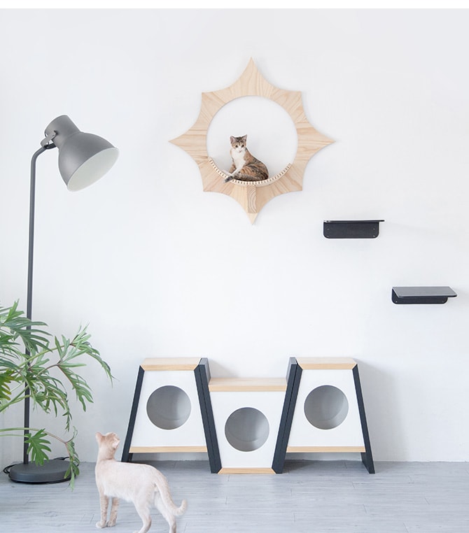 MYZOO マイズー Solar キャットステップ 猫 キャットステップ キャットウォーク 壁付け 壁掛け 太陽 木製 シンプル MY ZOO 北欧