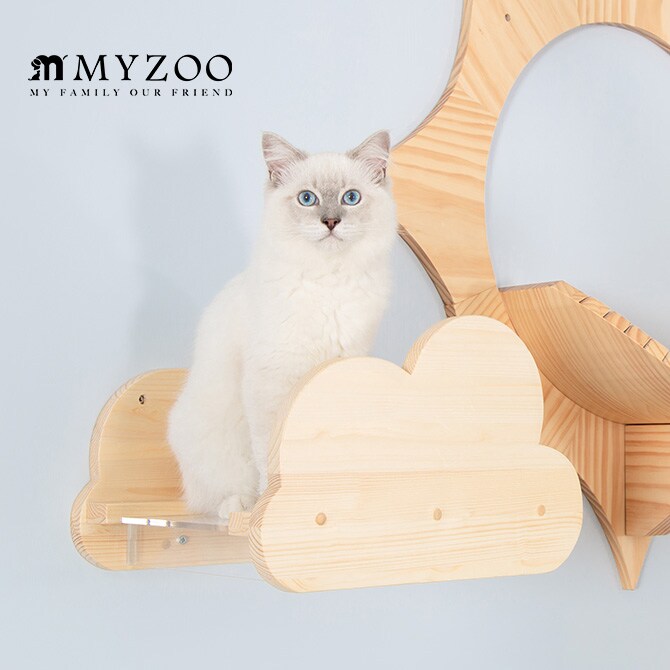 MYZOO マイズー Moku キャットステップ 猫 キャットステップ キャットウォーク 壁付け 壁掛け 雲 木製 透明 MY ZOO 北欧