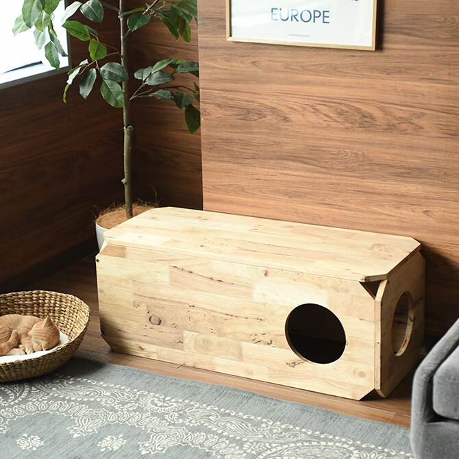 NATURAL SIGNATURE ナチュラルシグネチャー Cut-hus キャトハス ペットベンチ L 猫 ベンチ 隠れ家 キャットタワー おしゃれ 組み合わせ 積み重ね 木 家具 インテリア