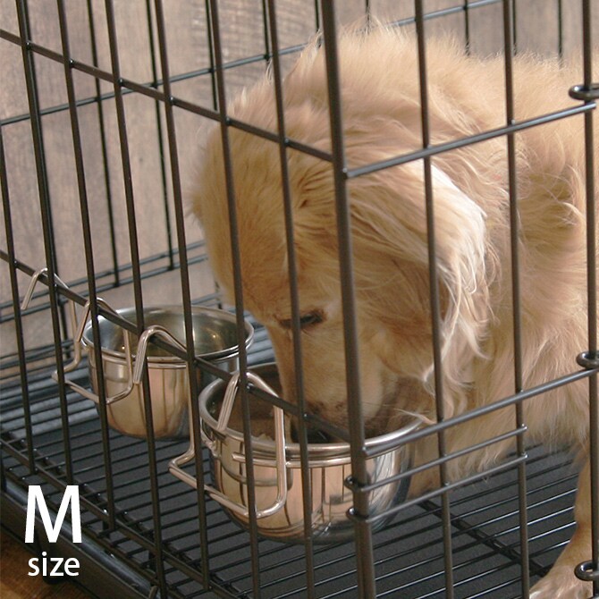 ハンガーボウル M 犬用 猫用 ペット用 フードボウル ケージ用 サークル用 ステンレス