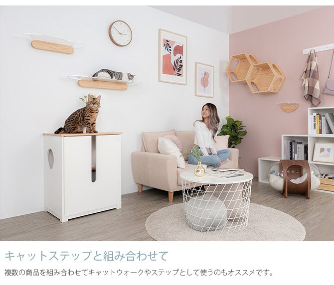 MYZOO マイズー OBLONG 透明キャットステップ 90cm 猫用 キャットステップ キャットウォーク 壁付け 壁掛け クリア アクリル 猫用家具 キャットタワー 北欧