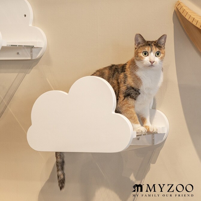 MYZOO マイズー Moku キャットステップ ホワイト 猫 キャットステップ キャットウォーク 壁付け 壁掛け 雲 木製 透明 MY ZOO 北欧
