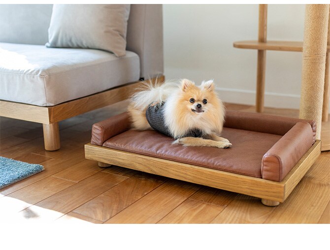Fumi フミ ペットのベッド Mサイズ  犬用 猫用 ペットベッド ベッド 洗える ペットソファ レザー調 レザー風 革風  