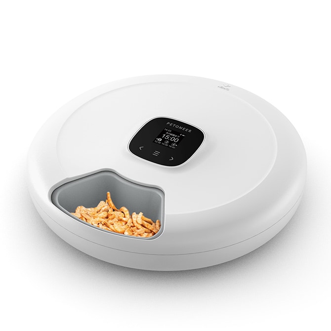 PETONEER ペットニア ニュートリ・スピン  ペット 猫 犬 自動給餌器 ドライフード ウェットフード 6食分 回転式  