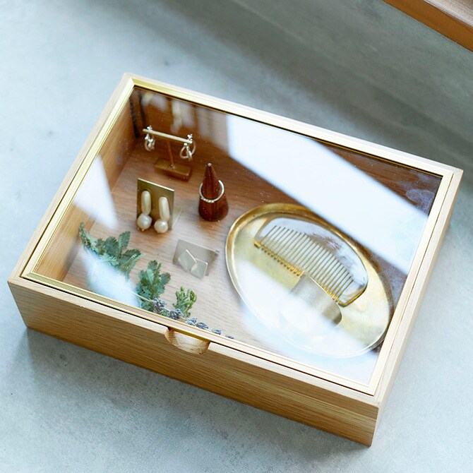 Horn Please ホーン プリーズ OAK WOOD コレクションBOX L  コレクションケース 木製 ガラス ジュエリー収納 ボックス おしゃれ 北欧 オーク インテリア 家具  