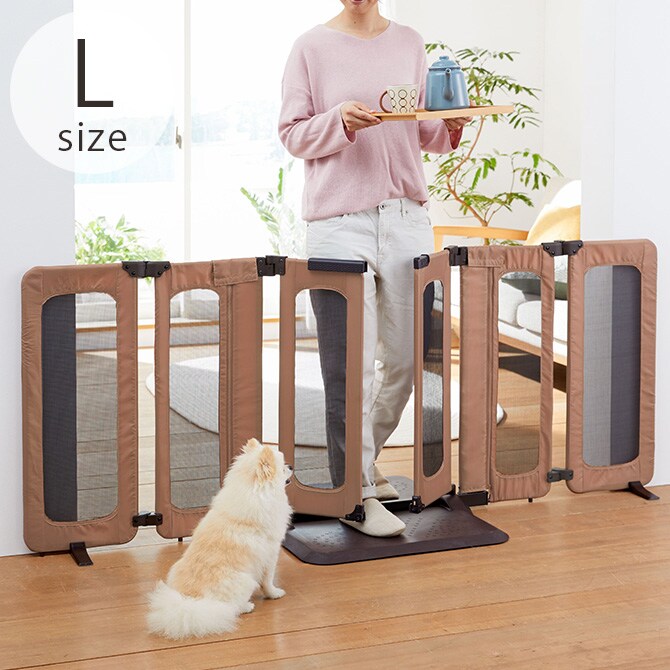 PET SELECT ペットセレクト ペットおくだけとおせんぼ ウォークスルー L 犬 ゲート フェンス メッシュ 便利 置くだけ 簡単設置 開けやすい
