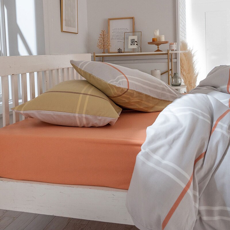 Fab the Home ファブザホーム ピローケース M Lina リーナ 枕カバー ピローケース ピロケース 綿100 ストライプ 柄 コットン シングル シンプル ナチュラル