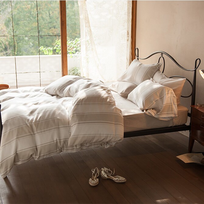 Fab the Home ファブザホーム 掛け布団カバー ダブル用 シックストライプ