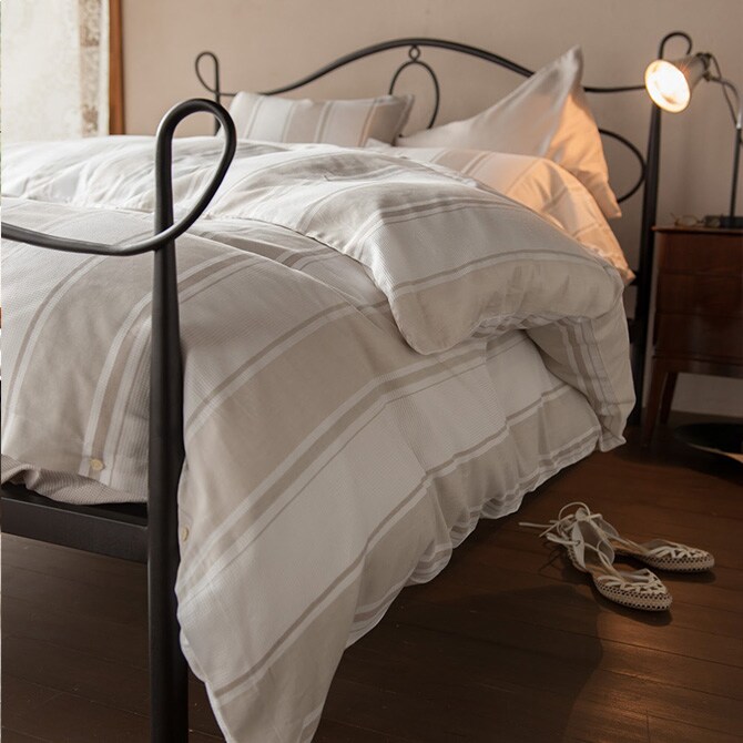 Fab the Home ファブザホーム 掛け布団カバー ダブル用 シックストライプ