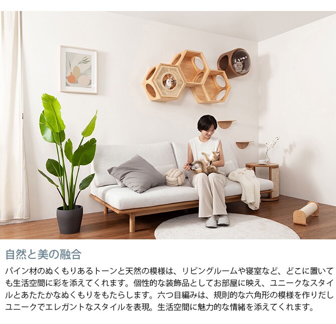 MYZOO マイズー Busy Cat専用 COVER RATTAN カバーラタン 猫 ハウス スツール 六角 ラタン 藤細工 おしゃれ 和 カバー プレート
