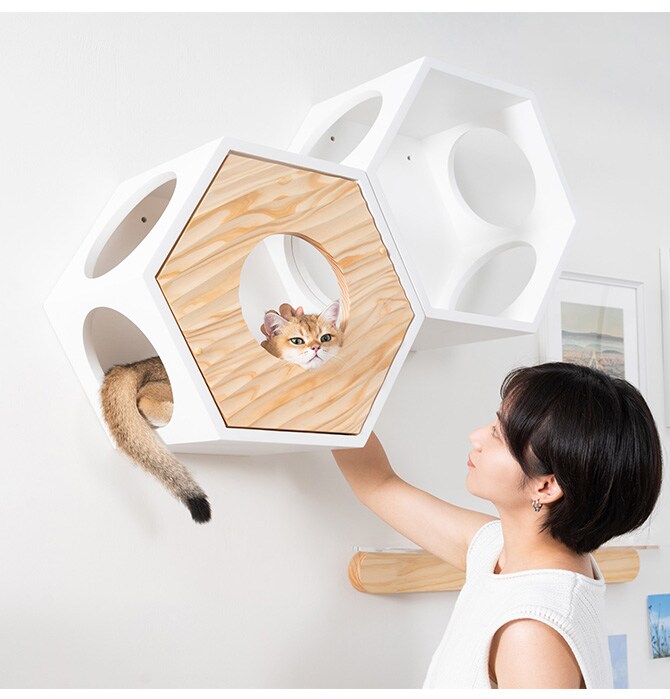 MYZOO マイズー Busy Cat専用 COVER WAVE カバーウェーブ 猫 ハウス スツール 六角 ウェーブ 波 おしゃれ 木製 カバー プレート