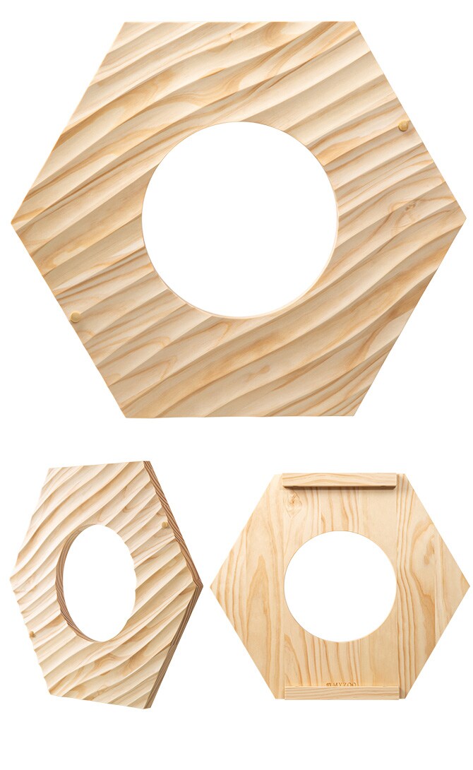 MYZOO マイズー Busy Cat専用 COVER WAVE カバーウェーブ 猫 ハウス スツール 六角 ウェーブ 波 おしゃれ 木製 カバー プレート