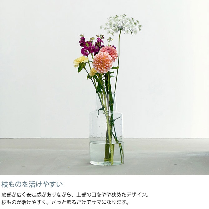 shesay シセイ 枝ものが活けやすい リューズガラス フラワーベース ロケート L 