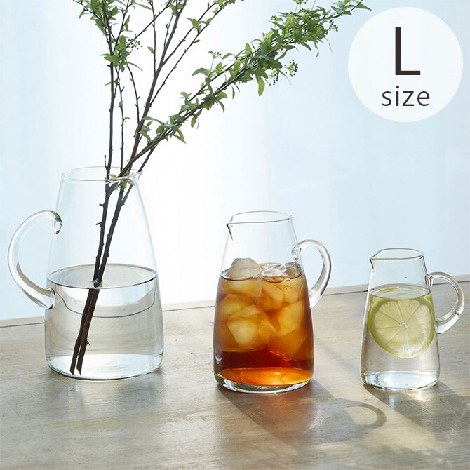 shesay シセイ 取っ手付きで持ちやすい 花も活けられる リューズガラス カラフェ L カラフェ 水差し フラワーベース 花瓶 ガラス クリア 透明 リサイクルガラス シンプル おしゃれ